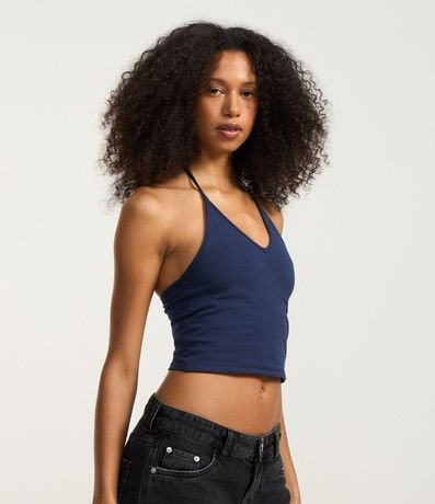 Blusa Cropped Frente Única en Cotton con Lazo