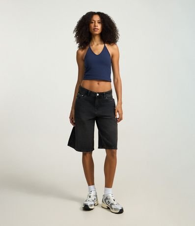 Blusa Cropped Frente Única en Cotton con Lazo 2