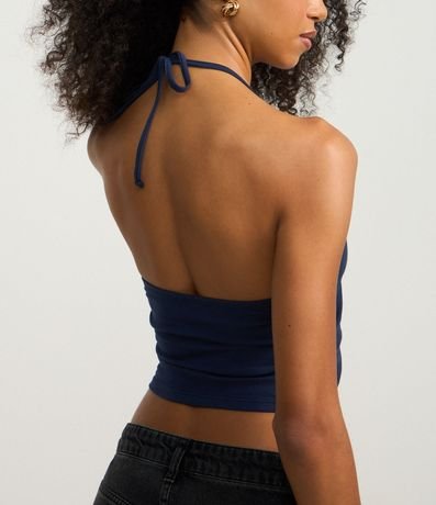 Blusa Cropped Frente Única en Cotton con Lazo 3