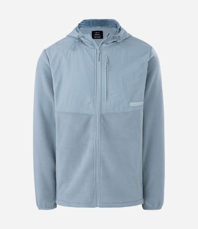 Buzo Masculino de Fleece con Capucha y Recorte en Tejido Plano 5
