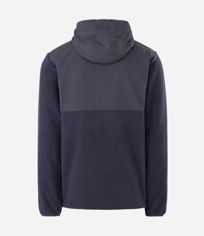 Buzo Masculino de Fleece con Capucha y Recorte en Tejido Plano 5