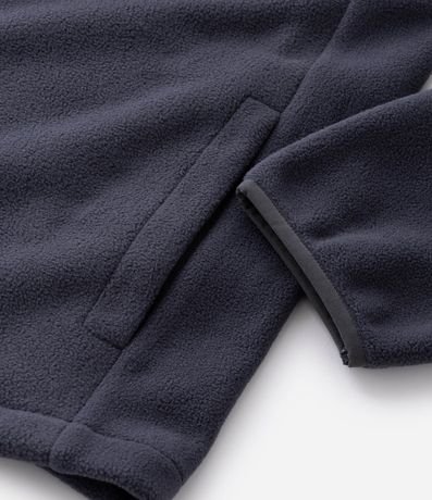 Buzo Masculino de Fleece con Capucha y Recorte en Tejido Plano 7