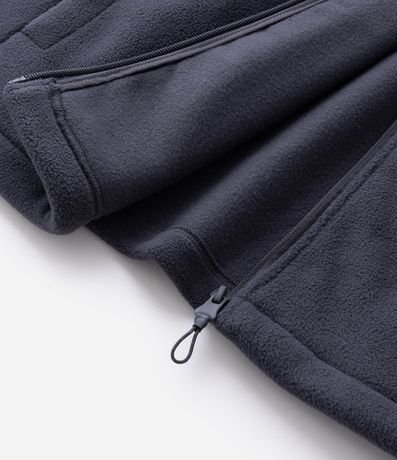 Buzo Masculino de Fleece con Capucha y Recorte en Tejido Plano 9