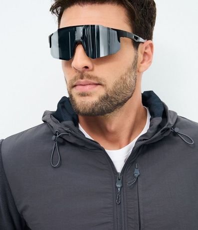 Buzo Masculino de Fleece con Capucha y Recorte en Tejido Plano 3