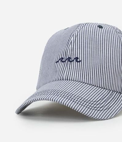 Gorra Aba Curva en Sarga Rayada con Hilo Teñido y Bordado de Ondas 5