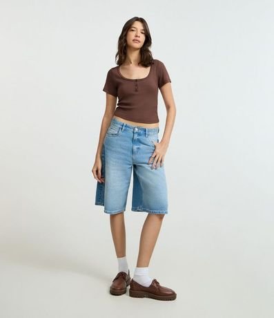 Blusa en Rib con Botones en el Escote 2