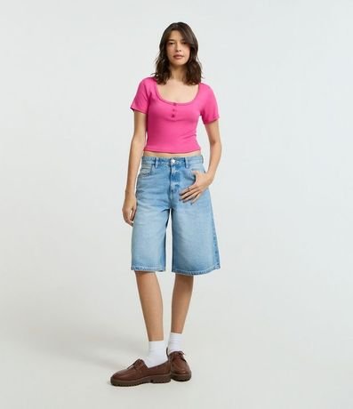 Blusa en Rib con Botones en el Escote 2