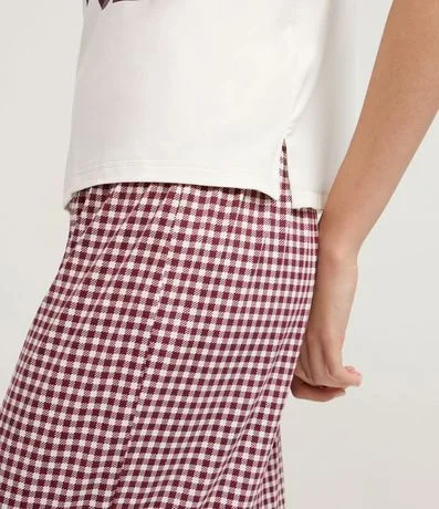 Pijama Largo Peach Touch con Pantalón de Cuadros Vichy 4