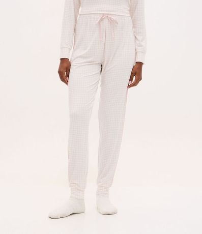 Pantalón de Pijama Jogger Peach Touch con Estampado de Cuadros 2