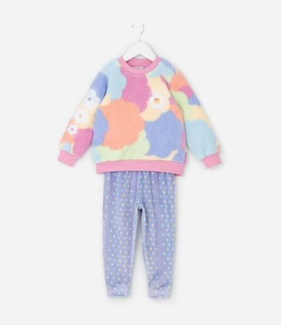 Pijama Infantil en Sherpa con Buzo y Pantalón Estampado – Talle 1 a 6 años