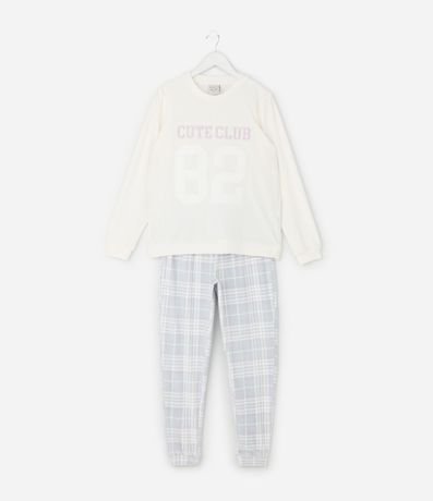 Pijama Infantil Canelado College con Pantalón de Cuadros – Talle 7 a 16 años