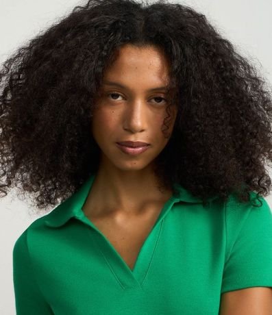 Blusa en Rib con Cuello Polo y Manga Corta 4