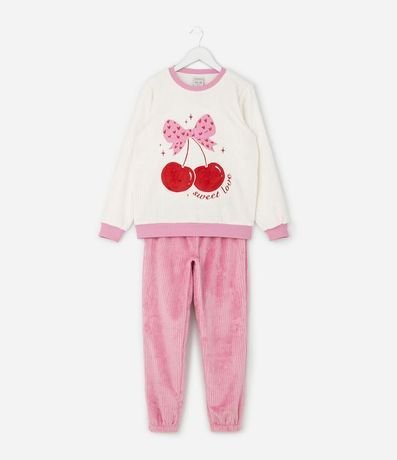 Pijama Infantil Largo con Estampa de Lazo y Cereza – Talle 4 a 14 años 2