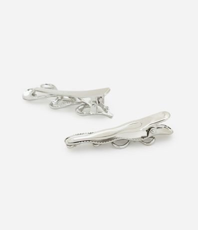 Kit 02 Pinzas para el pelo Metalizadas con Moñitas y Corazones 2