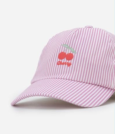 Gorra Infantil Aba Curva con Bordado Cerezas y Listrado - Talle U 4