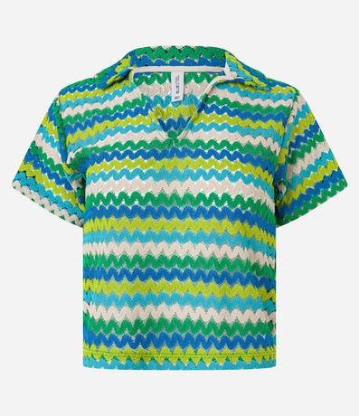 Blusa Boxy con Cuello Polo en Punto 4