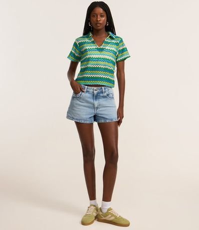 Blusa Boxy con Cuello Polo en Punto 2