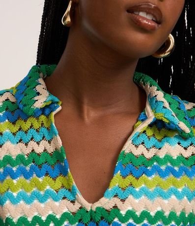 Blusa Boxy con Cuello Polo en Punto 3