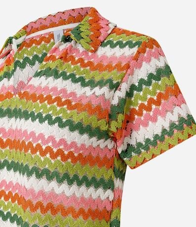 Blusa Boxy con Cuello Polo en Punto 6
