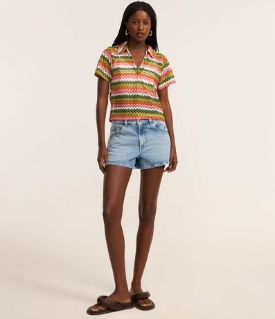 Blusa Boxy con Cuello Polo en Punto 2