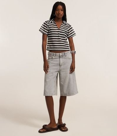 Blusa Boxy con Cuello Polo en Punto 2