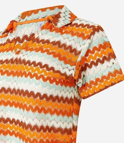 Blusa Boxy con Cuello Polo en Punto 5