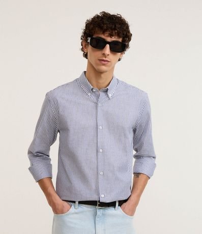Camisa Regular en Oxford con Rayas