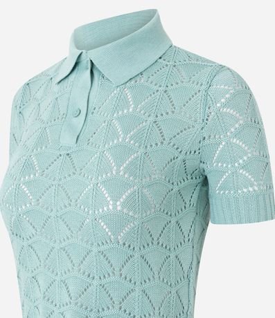 Blusa en Punto con Mix de Puntos y Cuello Polo 5