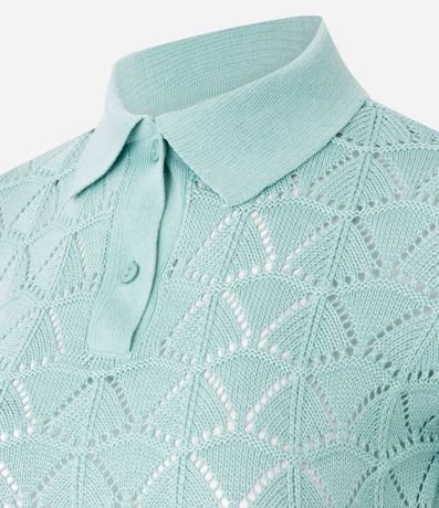 Blusa en Punto con Mix de Puntos y Cuello Polo 6