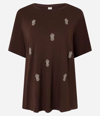 Blusa en Viscosa con Bordados de Piñas