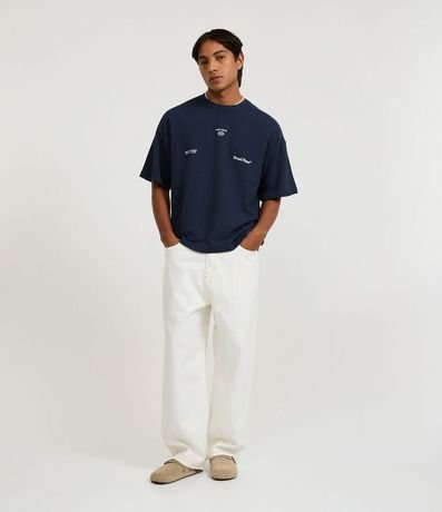 Pantalón Skater en Sarga con Costura Contrastante y Cordón