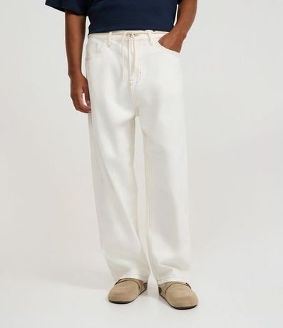 Pantalón Skater en Sarga con Costura Contrastante y Cordón 2