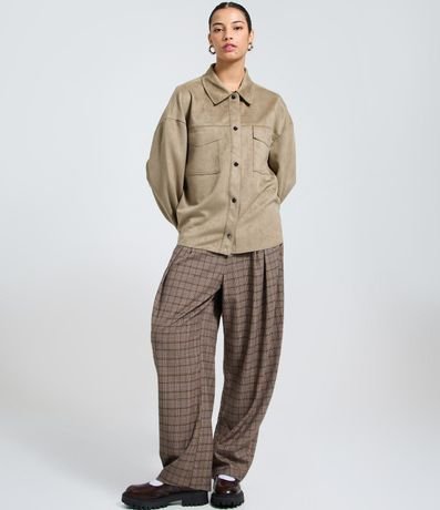 Camisa Regular en Gamuza con Bolsillo Cargo 2