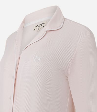 Pijama Americano Largo en Peach Touch con Bordado 6