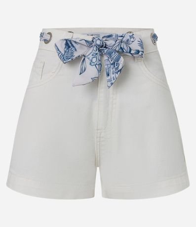 Short Slim Cintura Alta en Jeans con Cinturón Pañuelo 6