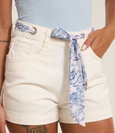 Short Slim Cintura Alta en Jeans con Cinturón Pañuelo 4