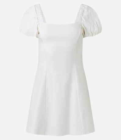 Vestido Corto en Bengalina con Manga Abullonada
