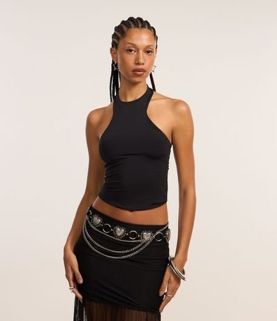 Blusa Justa en Microfibra con Cuello Halter