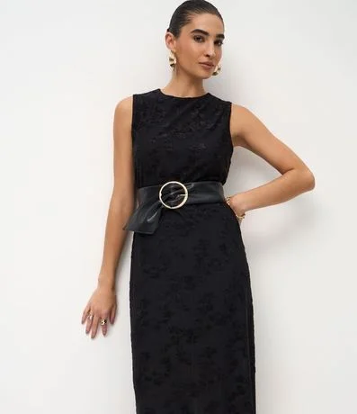 Vestido New Midi en Jersey Flocado con Textura Floral 2