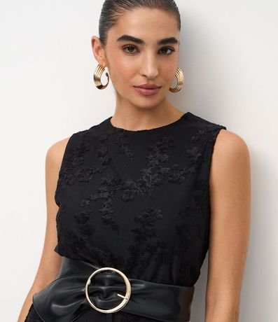 Vestido New Midi en Jersey Flocado con Textura Floral 3