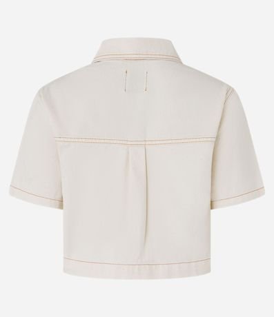 Camisa Cropeed em  Sarga con Bolsillo y Costura Aparente 2