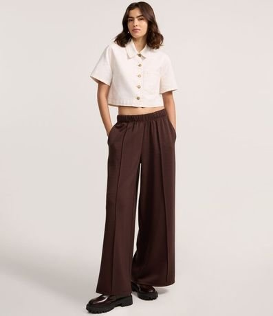 Camisa Cropeed em  Sarga con Bolsillo y Costura Aparente 2