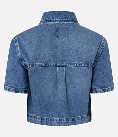 Camisa Cropped en Jeans con Botones y Bolsillo 2