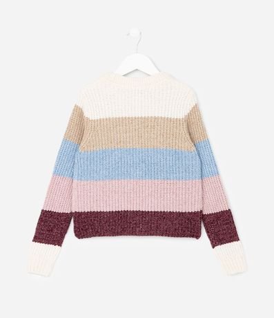 Suéter Infantil Chenille con Rayas en Bloques de Colores – Talle 7 a 16 2