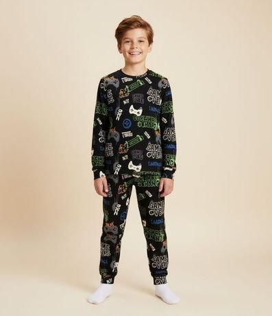 Pijama Infantil Largo en Plush con Estampado de Skate – Talle 7 a 14 años 1