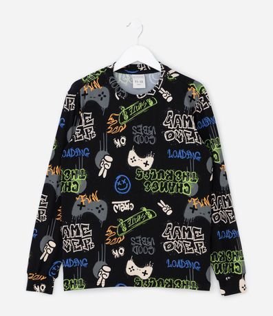 Pijama Infantil Largo en Plush con Estampado de Skate – Talle 7 a 14 años 3