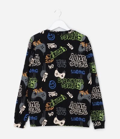 Pijama Infantil Largo en Plush con Estampado de Skate – Talle 7 a 14 años 4