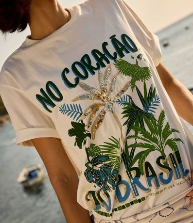 Remera T-shirt en Algodón con Lentejuela En el Corazón de Brasil 5