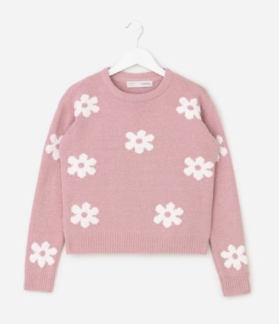 Buzo Infantil en Punto con Estampa Floral – Talle 5 a 14 años