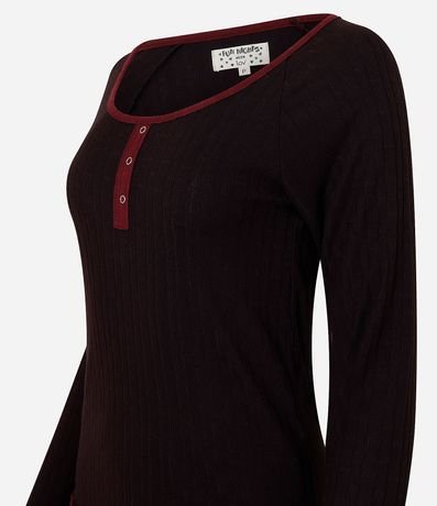 Pijama Larga en Rib con Blusa y Pantalón 5